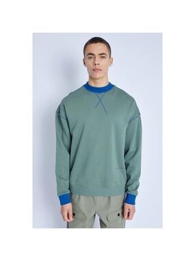 NATIVE Youth Mens Green Sweatshirt BNWOT Xlarge New Blue Contrast Trim